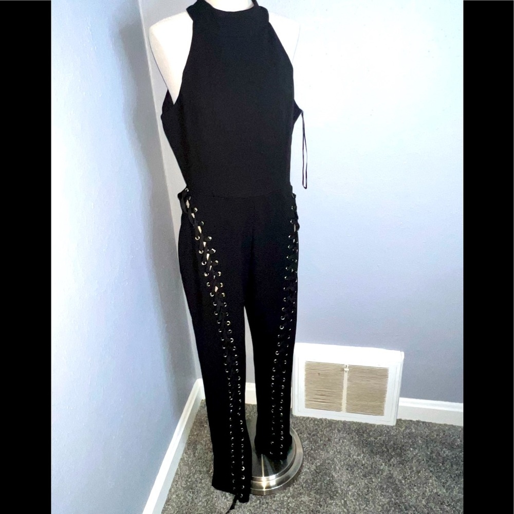 L’Atiste Black Full Lace Leg Romper Large